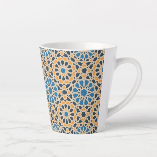 Tasse Latte Geometric Moroccan Tile & Orange Pattern (Droite)