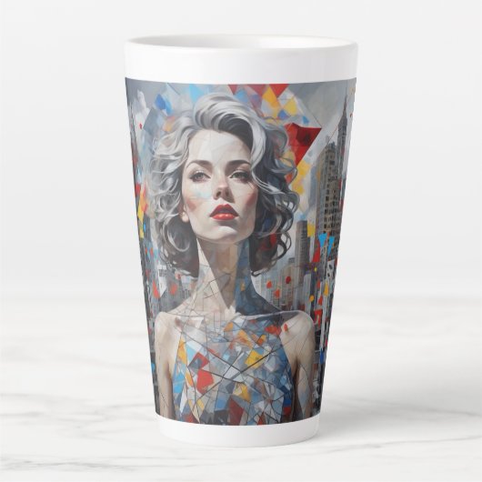 Tasse Latte "Géométrie urbaine: Femme au foyer" (Devant)