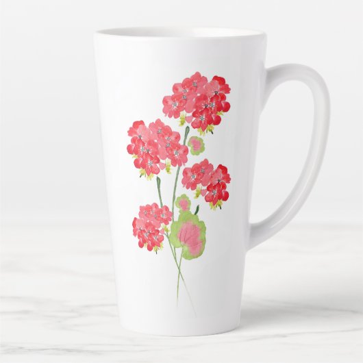 Tasse Latte Géraniums à l'aquarelle Tiges (Droite)