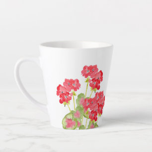 Tasse Latte Geraniums d'aquarelle rouge 2
