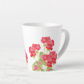 Tasse Latte Geraniums d'aquarelles rouges 2 (Angle droit)