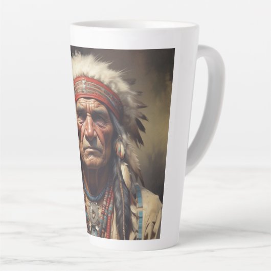 Tasse Latte Geronimo Portrait du chef guerrier indien (Angle droit)