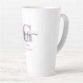 Tasse Latte Gigi écriture élégante Monogramme Lilas Blanc (Angle droit)