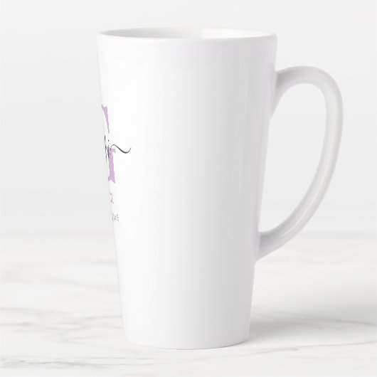 Tasse Latte Gigi Elegant Script Monogram Lilac Blanc (Droite)