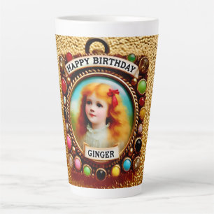 Tasse Latte GINGER ~ Vintage fille ~ Joyeux anniversaire ~