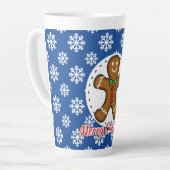 Tasse Latte Gingerbread - Blue Snowflakes Pattern - Merry Xmas (Angle gauche)