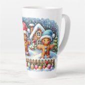 Tasse Latte Gingerbread Family Snowy Christmas Scene (Angle droit)