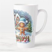 Tasse Latte Gingerbread Family Snowy Christmas Scene (Droite)