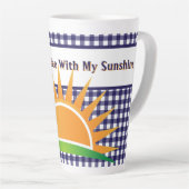 Tasse Latte Gingham Bleu Et Soleil (Angle droit)