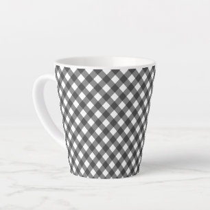 Tasse Latte Gingham Noir Blanc Traditionnel Cottagecore de Piq
