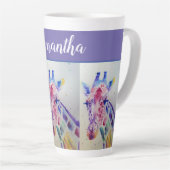 Tasse Latte Giraffe Aquarelle mignonne Filles Whimsical Nom Ar (Angle droit)