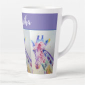 Tasse Latte Giraffe Aquarelle mignonne Filles Whimsical Nom Ar (Droite)