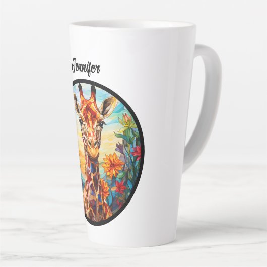 Tasse Latte Giraffe en verre tendu Personnalisée (Angle droit)