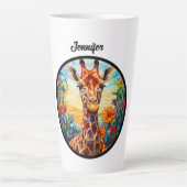 Tasse Latte Giraffe en verre tendu Personnalisée (Devant)