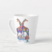 Tasse Latte Giraffes couleur arc-en-ciel personnalisé (Angle gauche)