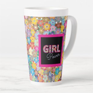 Tasse Latte Girl Power Fille rose belles femmes Fleurs sauva