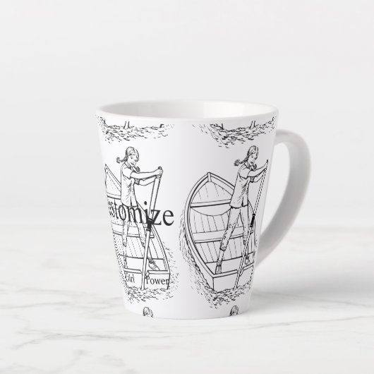 Tasse Latte Girl Power Sculling Boat Thunder_Cove (Angle droit)
