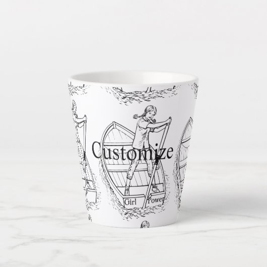 Tasse Latte Girl Power Sculling Boat Thunder_Cove (Devant)