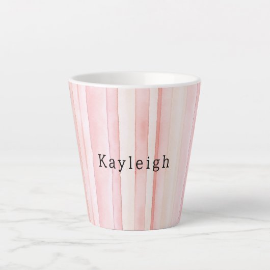 Tasse Latte Girly Blush Pink Stripes (Devant)