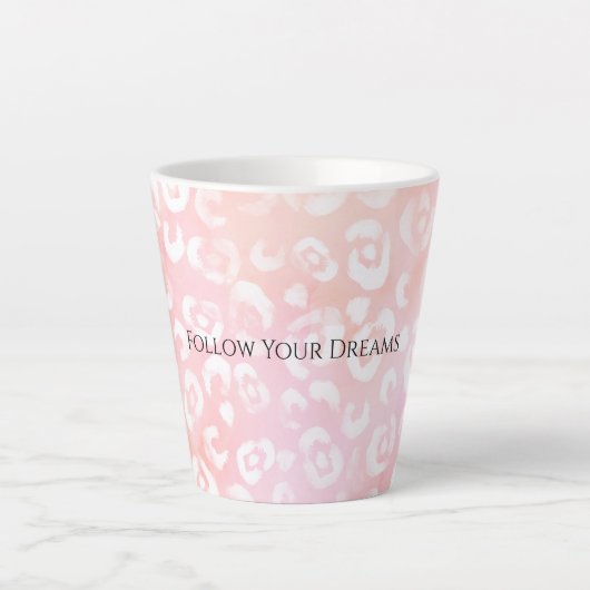 Tasse Latte Girly Blush Pink White Leopard Animal  (Devant)