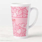 Tasse Latte Girly Blush Rose mignon Animal Imprimer Coeurs Nom (Droite)