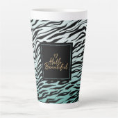 Tasse Latte Girly Mint Black Zebra Print Ombre Hello Beautity (Devant)