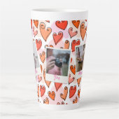 Tasse Latte Girly Orange Hearts mignon Romantique Saint-Valent (Devant)