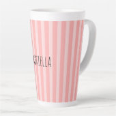 Tasse Latte Girly Pink Stripes Birthday (Angle droit)