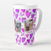 Tasse Latte Girly Purple Hearts mignon Romantique Valentine Ph (Angle droit)