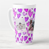 Tasse Latte Girly Purple Hearts mignon Romantique Valentine Ph (Angle gauche)