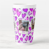 Tasse Latte Girly Purple Hearts mignon Romantique Valentine Ph (Devant)
