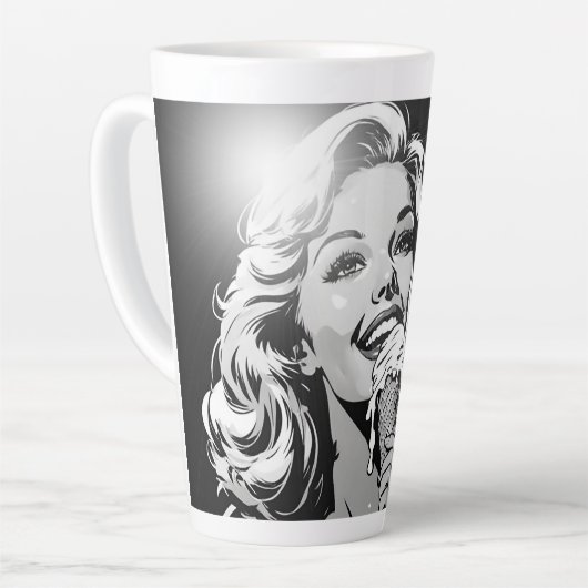 Tasse Latte Glace blonde de style comic graphique BW 50 (Angle gauche)