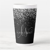Tasse Latte Glam Black Silver Parties scintillant Glam Nom du  (Devant)