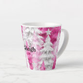 Tasse Latte Glam blanc rose arbres de Noël (Angle droit)