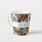 Tasse Latte Glam Champagne Or Rouge Fleurs blanches (Angle gauche)