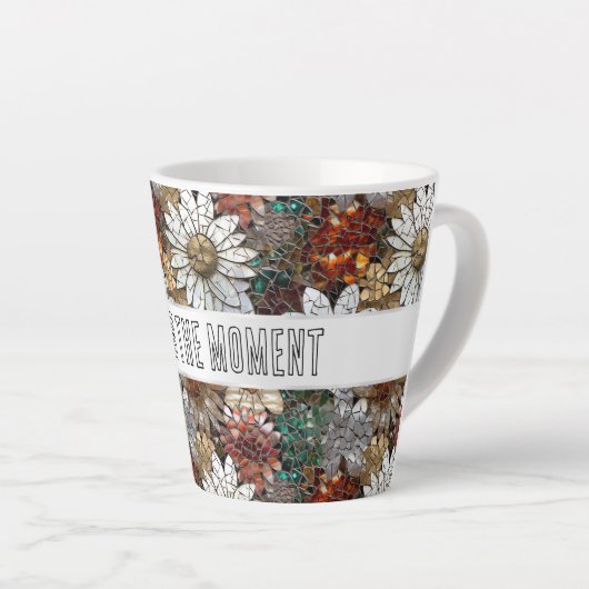 Tasse Latte Glam Champagne Or Rouge Fleurs blanches (Angle droit)