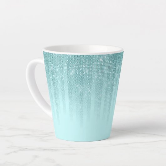 Tasse Latte Glam Mint Green Aqua Parties scintillant Gradient  (Angle gauche)