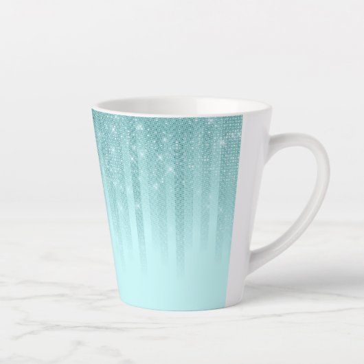 Tasse Latte Glam Mint Green Aqua Parties scintillant Gradient (Droite)