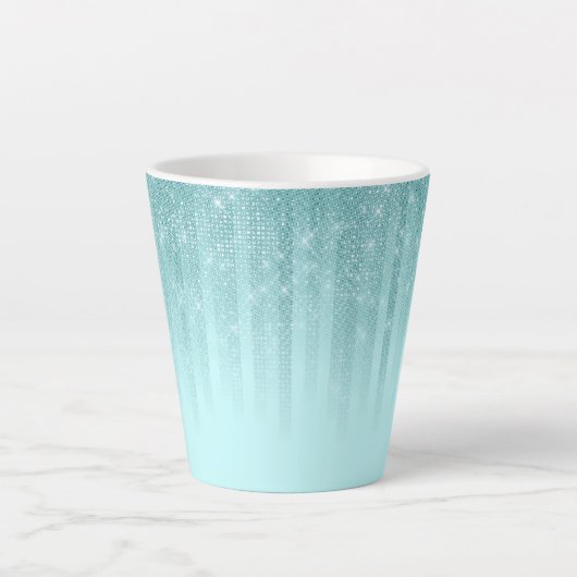 Tasse Latte Glam Mint Green Aqua Parties scintillant Gradient  (Devant)