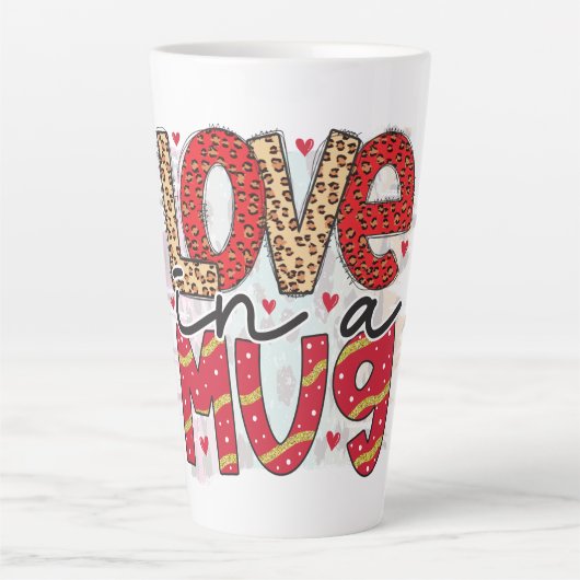 Tasse Latte Glam Parties scintillant Gold Red Luxe Love Valent (Devant)