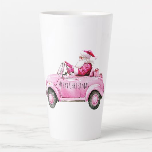 Tasse Latte Glam Santa Pink Car Christmas (Devant)