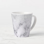 Tasse Latte Glamorous Silver White Glitter Marble Gradient (Angle droit)