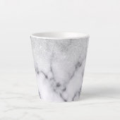 Tasse Latte Glamorous Silver White Glitter Marble Gradient (Devant)