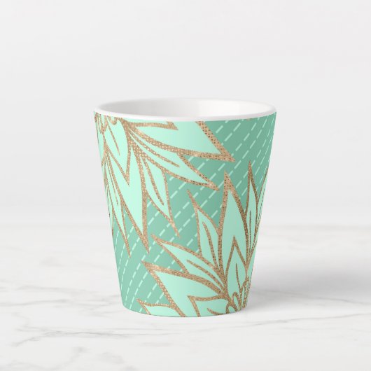 Tasse Latte Glamour Gold Turquoise Vert Parties scintillant Fl (Devant)