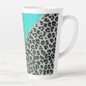 Tasse Latte Glittery Turquoise Tropical Empreinte de léopard p (Droite)