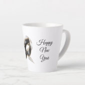 Tasse Latte Glitzy Gold Silver New Year Black Mask (Angle droit)