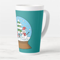 Globe de neige avec le cardinal Snowman et Pine Tr