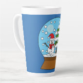 Tasse Latte Globe de neige avec Snowman et Pine Tree (Angle gauche)