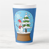 Tasse Latte Globe de neige avec Snowman et Pine Tree (Devant)