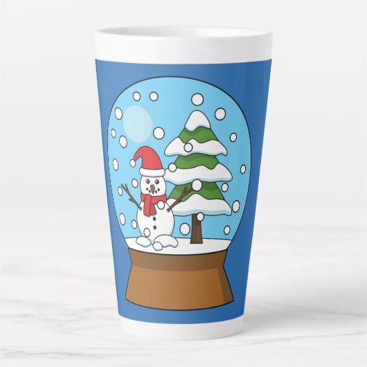 Tasse Latte Globe de neige avec Snowman et Pine Tree (Devant)